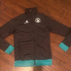 Adidas Boston Marathon Black and Teal Full-Zip Jacket